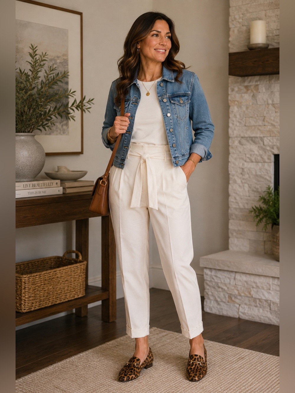 LOFT Petites Ivory Tie Waist Ankle Pants Cuffed NWOT Size 4P Career Casual
